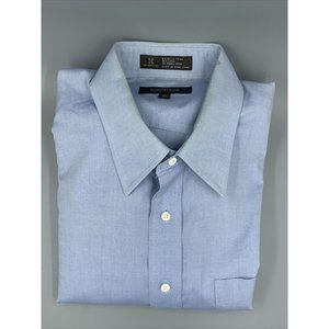 Nordstrom Rack Men's Dress Shirt Blue 16.5 34 Organic Cotton Blend Wrinkle Free
